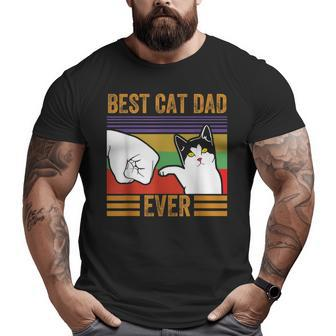 Mens Vintage Best Cat Dad Ever Men Bump Fit Fathers Day Big and Tall Men T-shirt | Mazezy