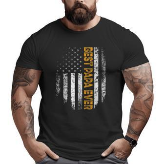 Mens Vintage Best Papa Ever Flag American Father's Day Big and Tall Men T-shirt | Mazezy
