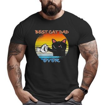 Mens Vintage Cat Best Cat Dad Retro Cat Meow Big and Tall Men T-shirt | Mazezy