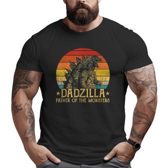 Mens Vintage Dadzilla Father Of The Monsters Retro Sunset Big and Tall Men T-shirt | Mazezy