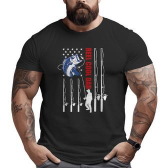 Mens Mens Vintage Fishing Dad Usa Flag Reel Cool Dad Father's Day Big and Tall Men T-shirt | Mazezy