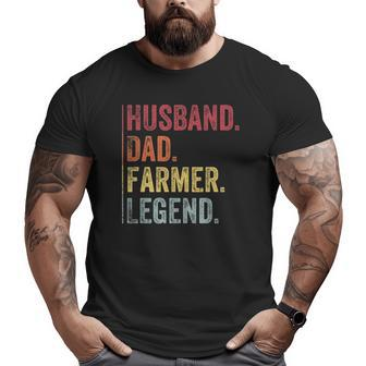 Mens Vintage Husband Dad Farmer Legend For Father's Day Big and Tall Men T-shirt | Mazezy