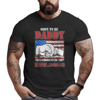 Mens Vintage New Daddy 2023 Promoted To Dad Est 2023 New Baby Big and Tall Men T-shirt | Mazezy