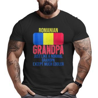 Mens Vintage Romanian Grandpa Romania Flag For Father's Day Big and Tall Men T-shirt | Mazezy UK