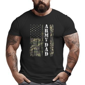 Mens Vintage Us Flag Army Dad Veteran Father Father's Day Big and Tall Men T-shirt | Mazezy