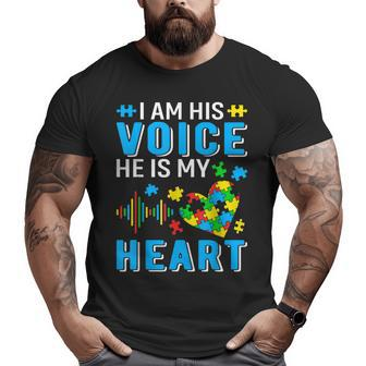 Mens I Am His Voice He Is My Heart Autism Awareness Autism Dad Big and Tall Men T-shirt | Mazezy