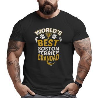 Mens World's Best Boston Terrier Grandad Graphic Big and Tall Men T-shirt | Mazezy