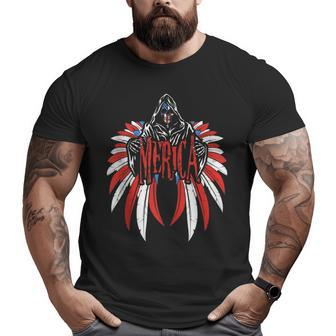 Merica Skull Freedom Wings American Flag 4Th Of July Freedom Big and Tall Men T-shirt | Mazezy