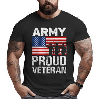 Military Red White Blue Flag Proud Army Veteran Big and Tall Men T-shirt | Mazezy