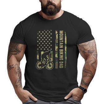 Mountain Biking Dad Camouflage American Flag Fathers Day Big and Tall Men T-shirt | Mazezy