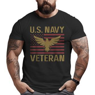 Navy Veteran Vintage Us Flag Patriot Veteran Day Big and Tall Men T-shirt | Mazezy