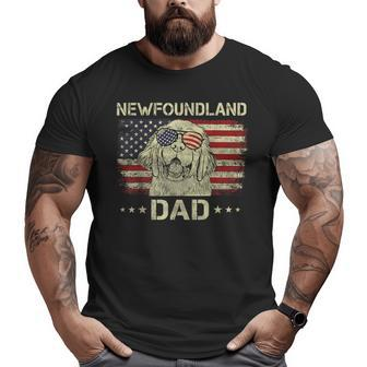 Newfoundland Dad Dog Lovers American Flag 4Th Of July Big and Tall Men T-shirt | Mazezy