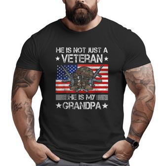 He Is Not Just A Veteran He Is My Grandpa Usa Flag Grandpa's Big and Tall Men T-shirt | Mazezy