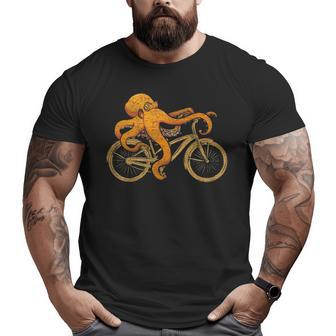 Octopus Riding Bicycle Octopus Big and Tall Men T-shirt | Mazezy
