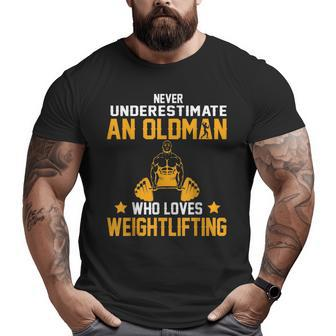 Oldman Weight Lifting For Daddy Who Loves The Gym Weight Lifting Big and Tall Men T-shirt | Mazezy