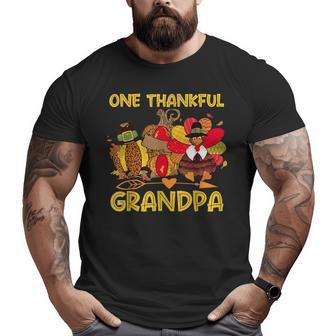 One Thankful Grandpa Autumn Fall Turkey Thanksgiving Fathers Big and Tall Men T-shirt | Mazezy