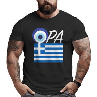 Opa Greek Pride Souvenir Greece Flag Evil Eye Big and Tall Men T-shirt | Mazezy