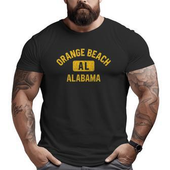 Orange Beach Al Alabama Gym Style Distressed Amber Print Big and Tall Men T-shirt | Mazezy DE