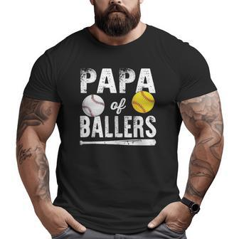 Papa Of Ballers Baseball Softball Big and Tall Men T-shirt | Mazezy