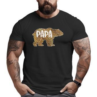 Papa Bear Cheetah Leopard Print Dad Father Premium Big and Tall Men T-shirt | Mazezy