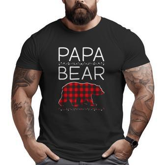 Papa Bear Christmas Pajamas Matching Family Plaid Men Big and Tall Men T-shirt | Mazezy
