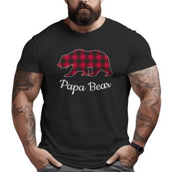 Papa Bear Pajama Red Buffalo Plaid Big and Tall Men T-shirt | Mazezy
