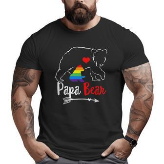 Papa Bear Proud Dad Daddy Ally Lgbtq Rainbow Flag Human Big and Tall Men T-shirt | Mazezy