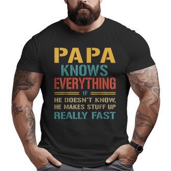 Papa Knows Everything Fathers Day For Papa Big and Tall Men T-shirt | Mazezy