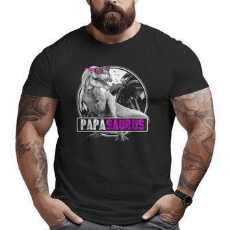 Papasaurusrex Papa Saurus Dinosaur Dad Father's Day Dino Big and Tall Men T-shirt | Mazezy