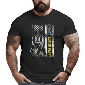 Pappy Autism Awareness American Flag For Men Dad Big and Tall Men T-shirt | Mazezy