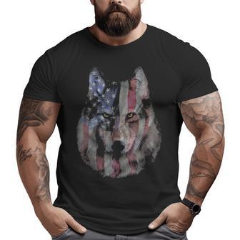 Patriotic America Grey Wolf Bust Usa Big and Tall Men T-shirt | Mazezy