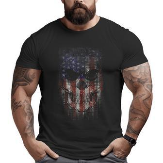 Patriotic Military American Flag Skull Big and Tall Men T-shirt | Mazezy