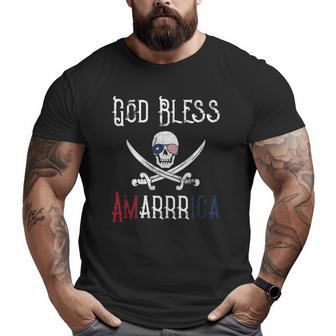 Patriotic Pirate Saying God Bless America Arrr Big and Tall Men T-shirt | Mazezy
