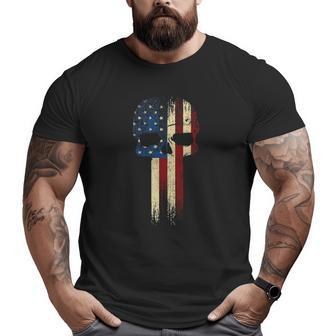 Patriotic Skull Usa Military American Flag Proud Veteran Big and Tall Men T-shirt | Mazezy AU