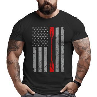 Patriotic Thin Red Line American Flag Kayak Kayaking Paddle Big and Tall Men T-shirt | Mazezy