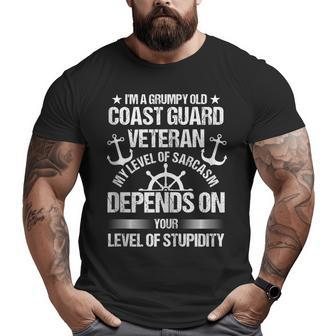 Patriotic Usa Flag Grumpy Old Coast Guard Veteran 4Th July Veteran Big and Tall Men T-shirt | Mazezy