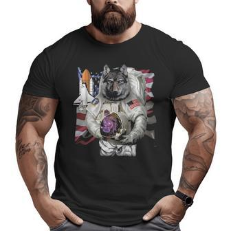 Patriotic Wolf As Usa America Astronaut Big and Tall Men T-shirt | Mazezy
