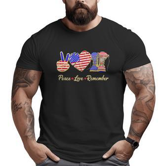 Peace Love Remember Veteran America Big and Tall Men T-shirt | Mazezy