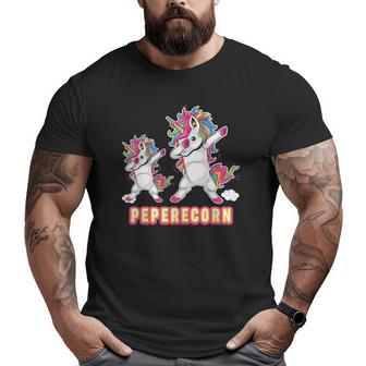 Peperecorn Pepere And Baby Unicorn Father's Day Dad Papa Daddy Big and Tall Men T-shirt | Mazezy