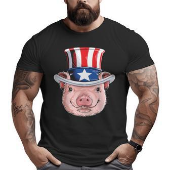 Pig 4Th Of July Uncle Sam American Flag Hat Big and Tall Men T-shirt | Mazezy
