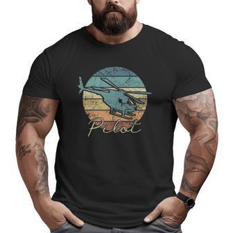 Pilot Helicopter Vintage Dad Father Big and Tall Men T-shirt | Mazezy