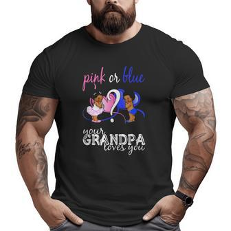 Pink Or Blue Your Grandpa Loves You Gender Reveal Big and Tall Men T-shirt | Mazezy