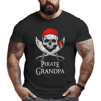 Pirate Grandpa Skull And Crossbones Flag Grandpa Big and Tall Men T-shirt | Mazezy