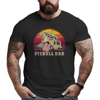 Pitbull Dad Vintage Smiling Pitbull Fathers & Dog Lovers Big and Tall Men T-shirt | Mazezy