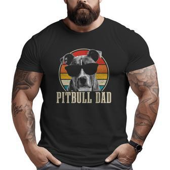 Pitbull Dad Vintage Sunglasses Dog Owner Big and Tall Men T-shirt | Mazezy