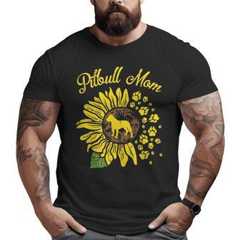Pitbull Mom Sunflower Paw Pittie Dog Owner Mama Women Gif Big and Tall Men T-shirt | Mazezy