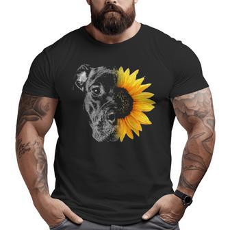 My Pitbull Is A Sunflower She's A Sunshine Hippie Sunflower Big and Tall Men T-shirt | Mazezy