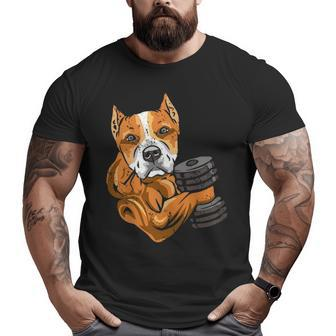 Pitbull Weightlifting Dog Mom Dad Weightlifting Big and Tall Men T-shirt | Mazezy