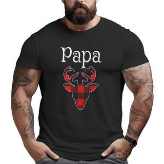 Plaid Reindeer Dad Christmas Pajamas Family Papa Deer Big and Tall Men T-shirt | Mazezy