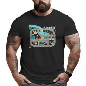 Play Cars On Dad's Back Mat Road Car Race Track Big and Tall Men T-shirt | Mazezy